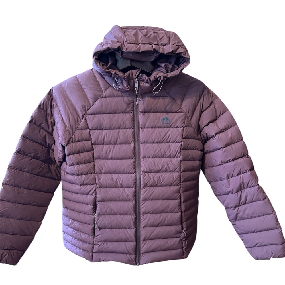 Roots dawn Quilted Hooded Puffer Jacket — burgundy colour used twice size XL